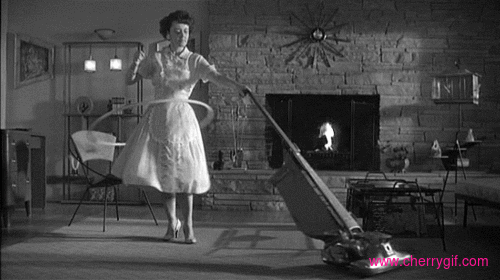 Hula hooping while cleaning Gif